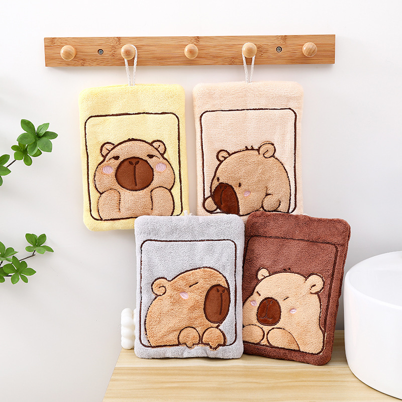 Home Bathroom Cleaning - Hanging Cute Capybara Hand Towel Quick