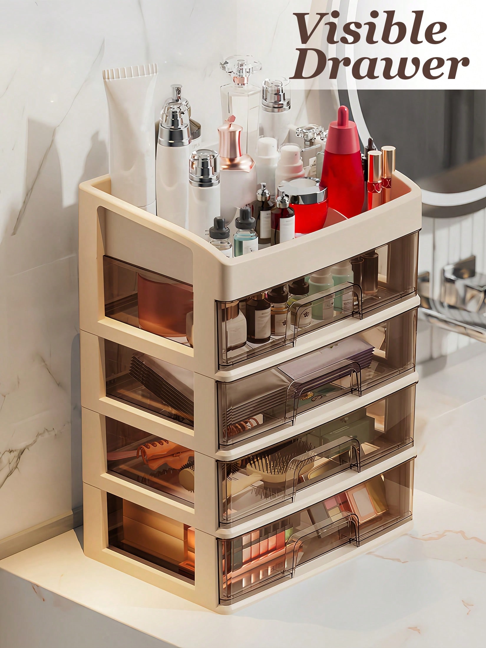 Home Essentials Bathroom Storage - Makeup Organizer, Make Up Storage Drawers,