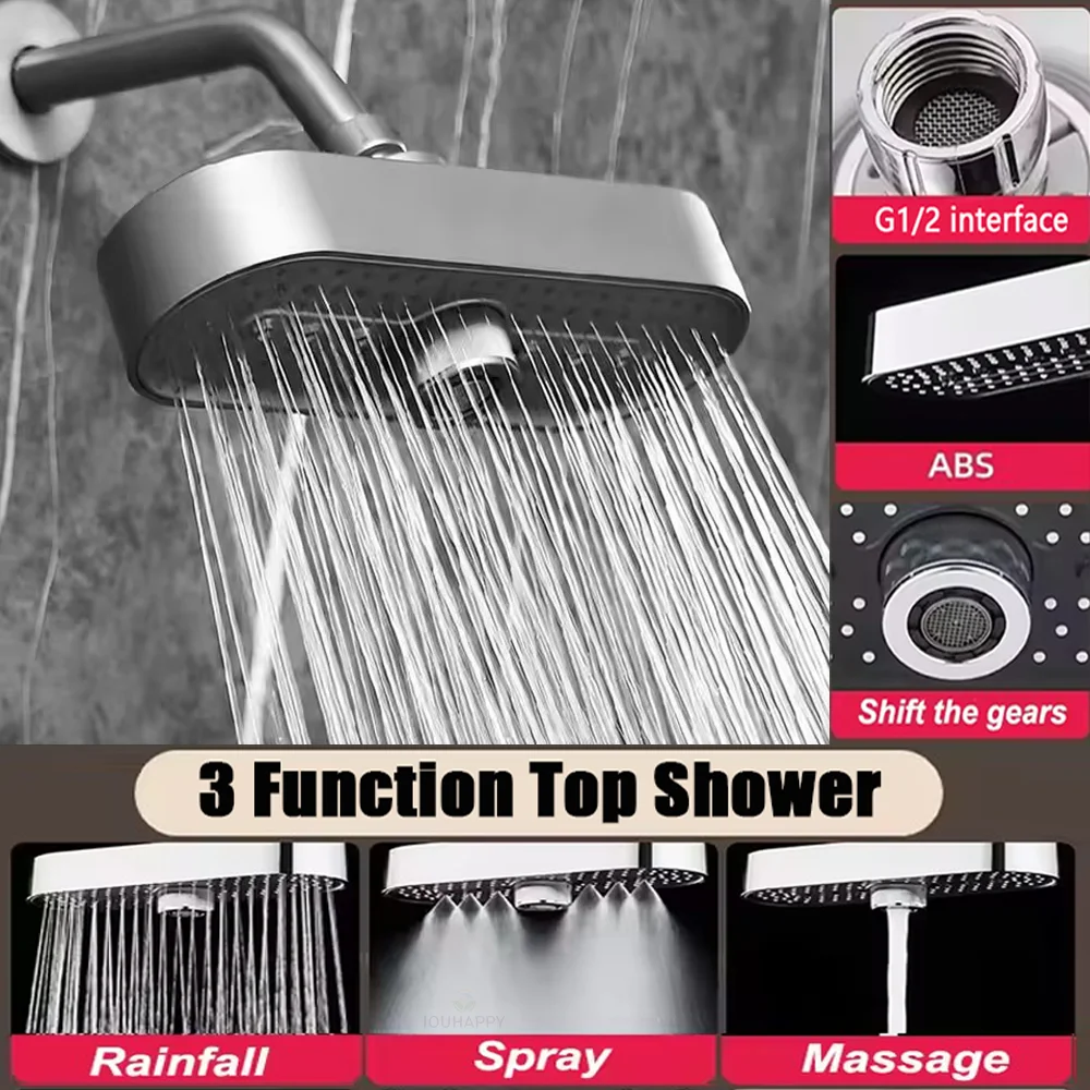 Overhead Shower Head, 3‑Functi - Home Bathroom Cleaning ulasan dan harga