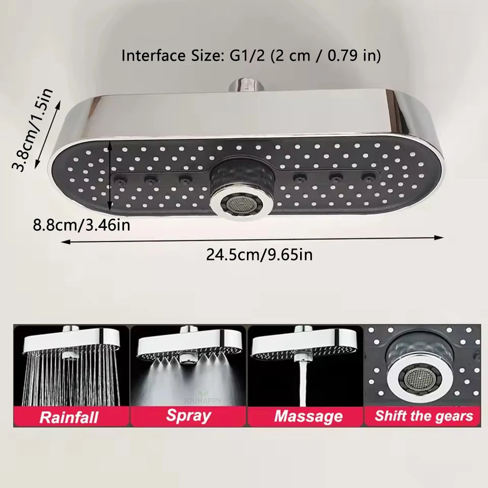 Overhead Shower Head, 3‑Functi - Home Bathroom Cleaning ulasan dan harga