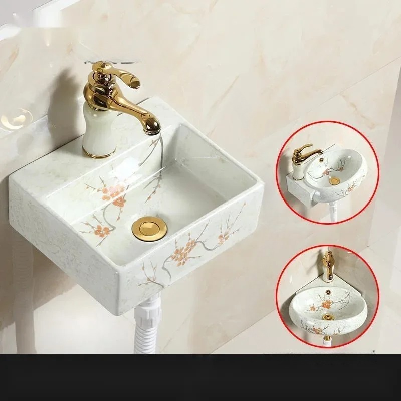 & Ceramic Corner Triangle Wall - Home Bathroom Sink ulasan dan harga