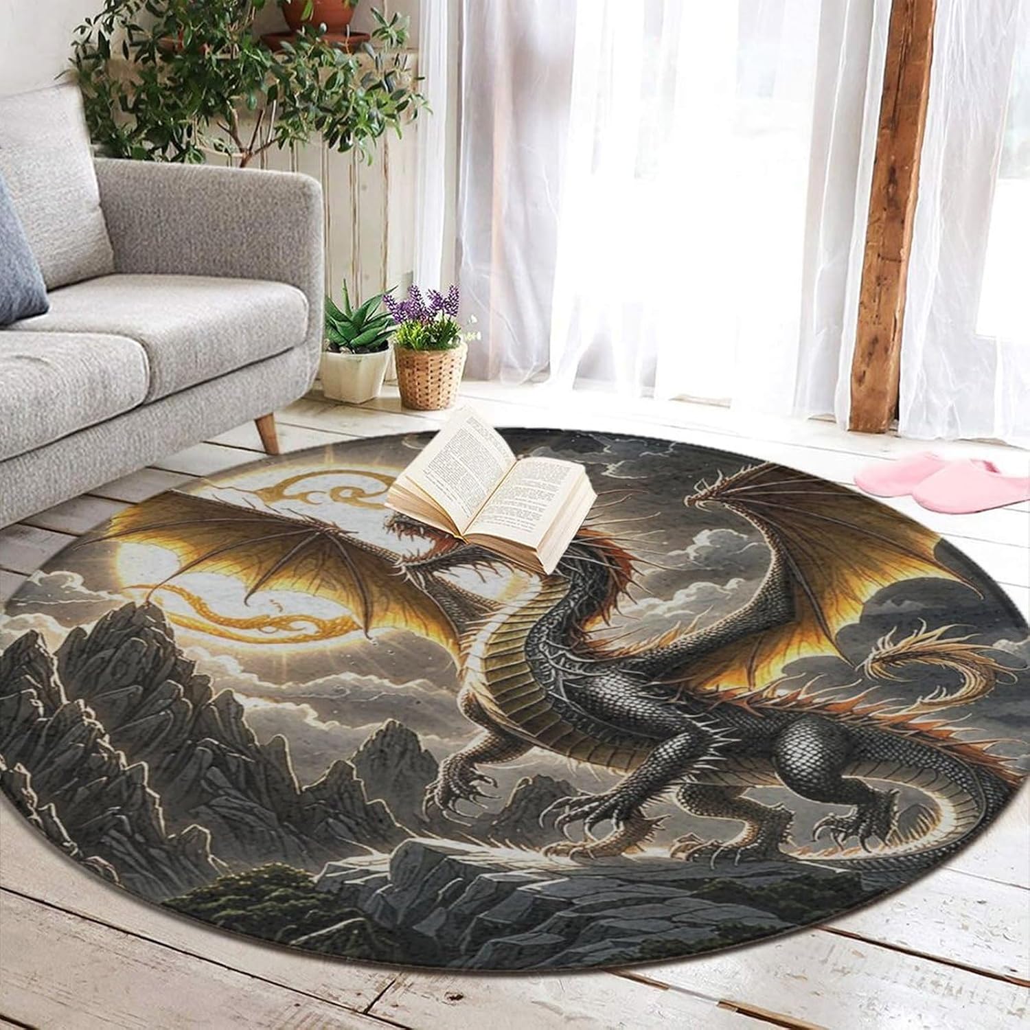 Majestic Dragon Round Rug Fant - Home Bathroom Scene ulasan dan harga