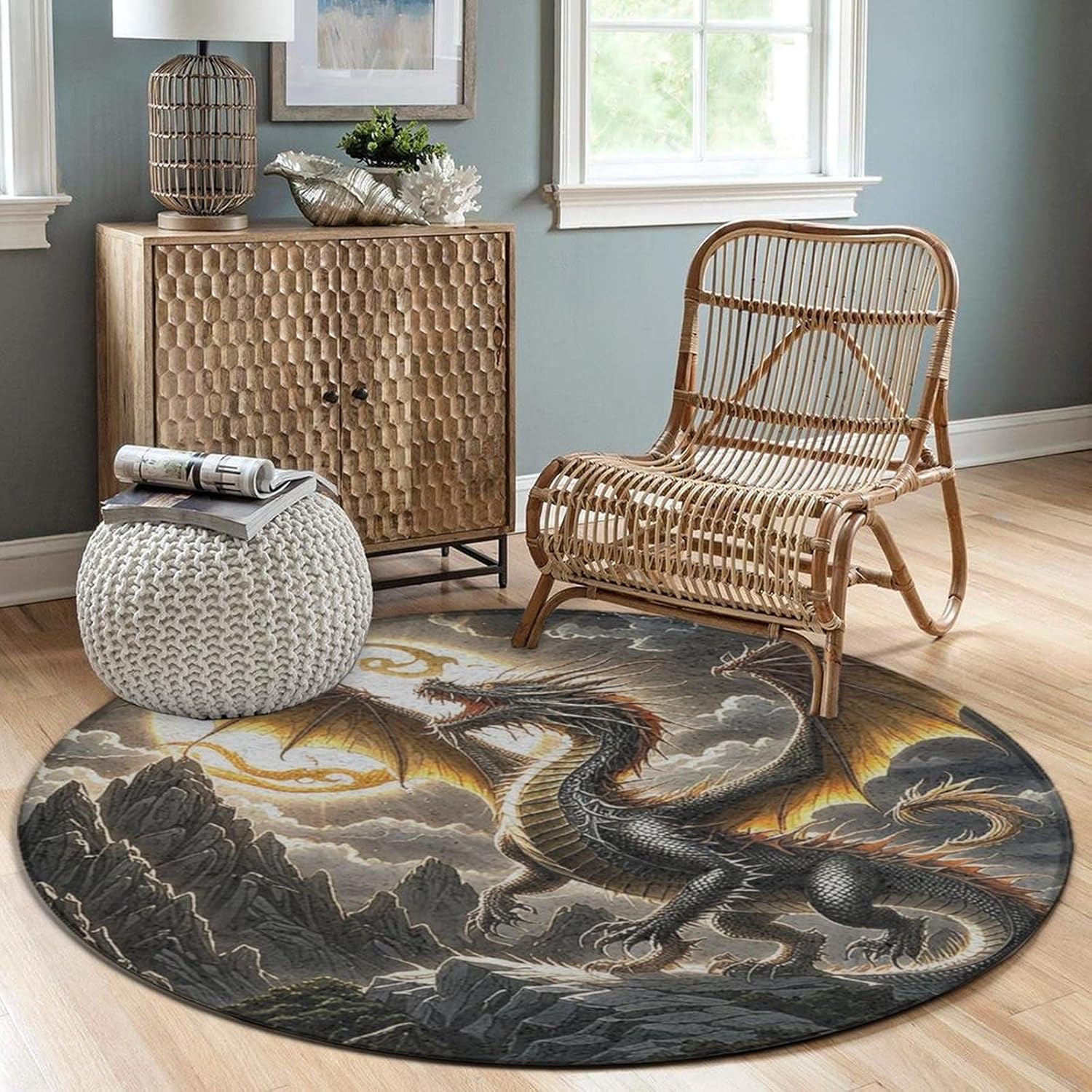 Majestic Dragon Round Rug Fant - Home Bathroom Scene ulasan dan harga