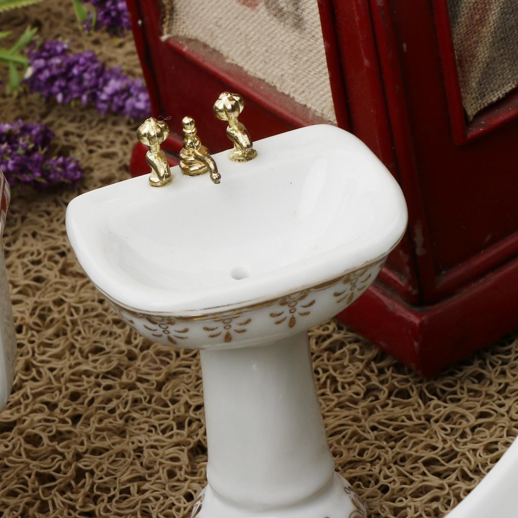 Ceramic Dollhouse Bathroom Set - Home Bathroom Sink ulasan dan harga