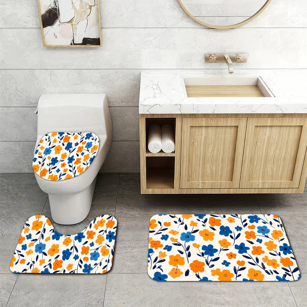 Cute Floral Bathroom Mat Set f - Home Made Bathroom Vanity ulasan dan harga