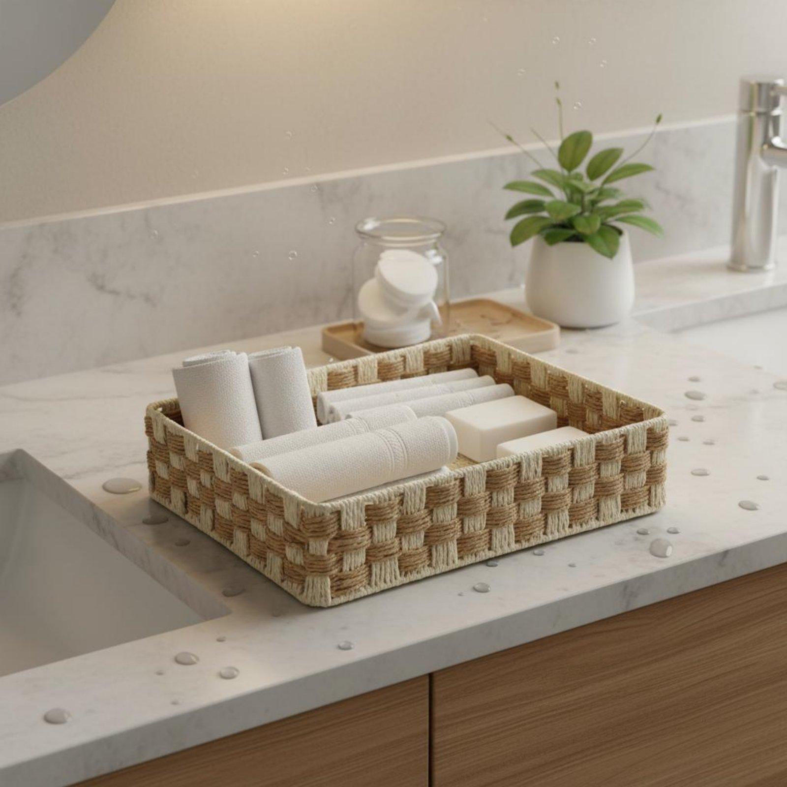 Minimalist Japanese Style Wove - Home Essentials Bathroom Storage ulasan dan harga
