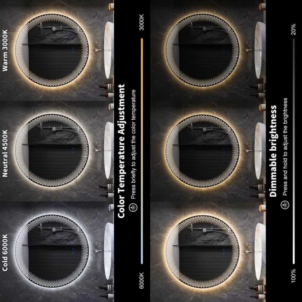 Round LED Bathroom Mirror 3 Co - Bathroom Mirror Led ulasan dan harga