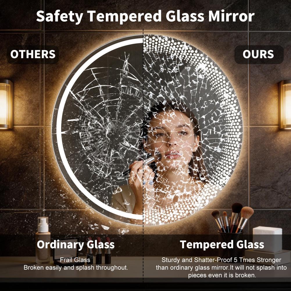 Round LED Bathroom Mirror 3 Co - Bathroom Mirror Led ulasan dan harga