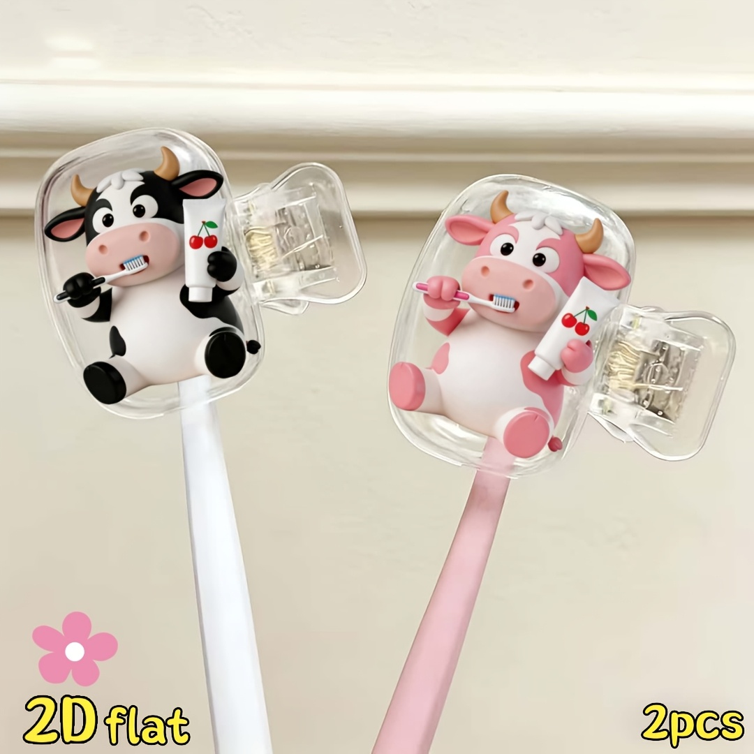 2pcs Cow Toothbrush Holder Tra - Home Essentials Bathroom Storage ulasan dan harga