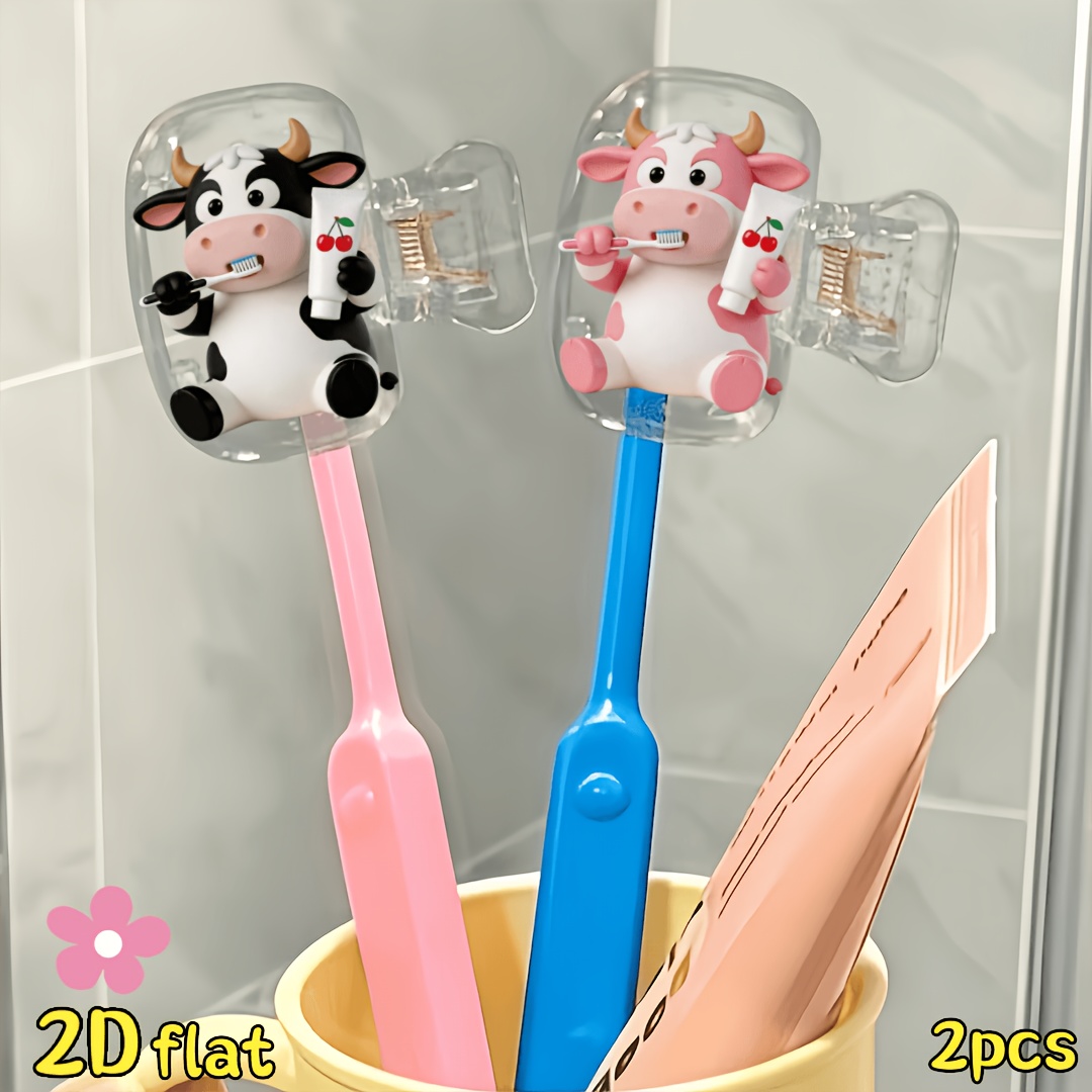 2pcs Cow Toothbrush Holder Tra - Home Essentials Bathroom Storage ulasan dan harga