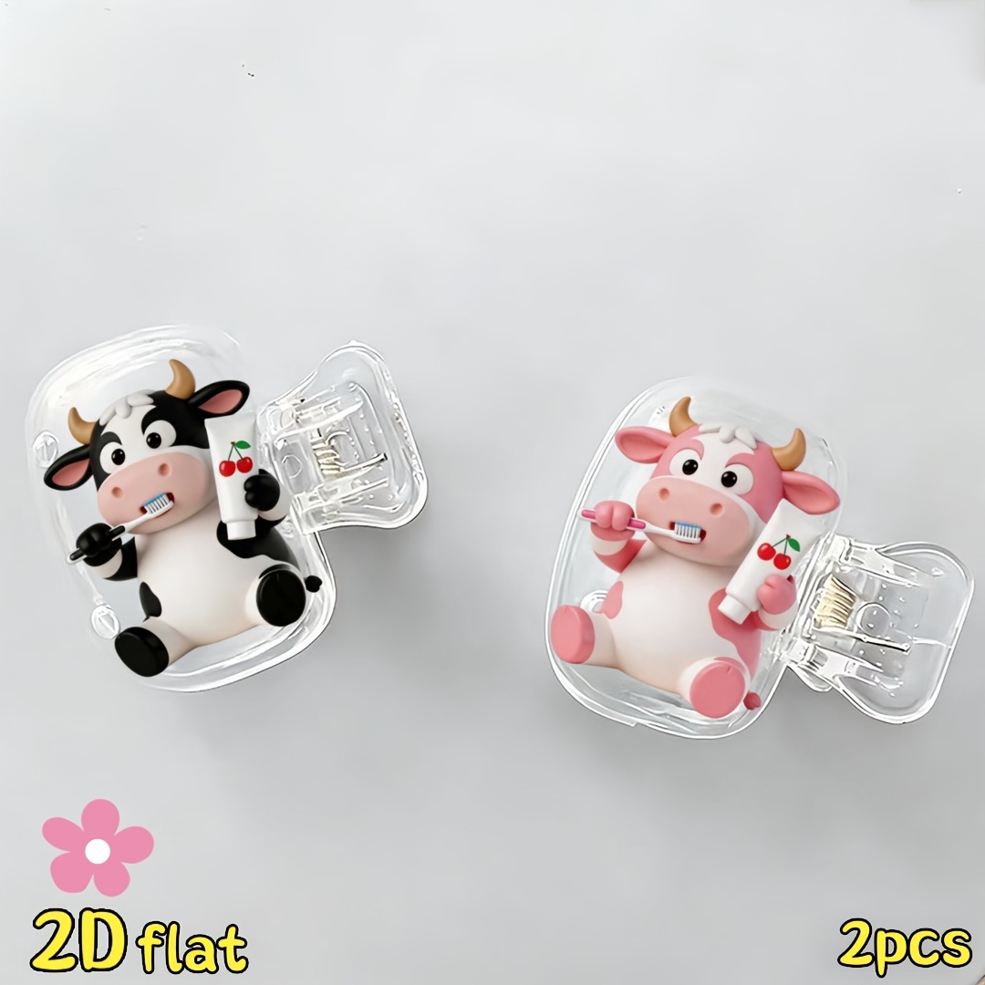 2pcs Cow Toothbrush Holder Tra - Home Essentials Bathroom Storage ulasan dan harga