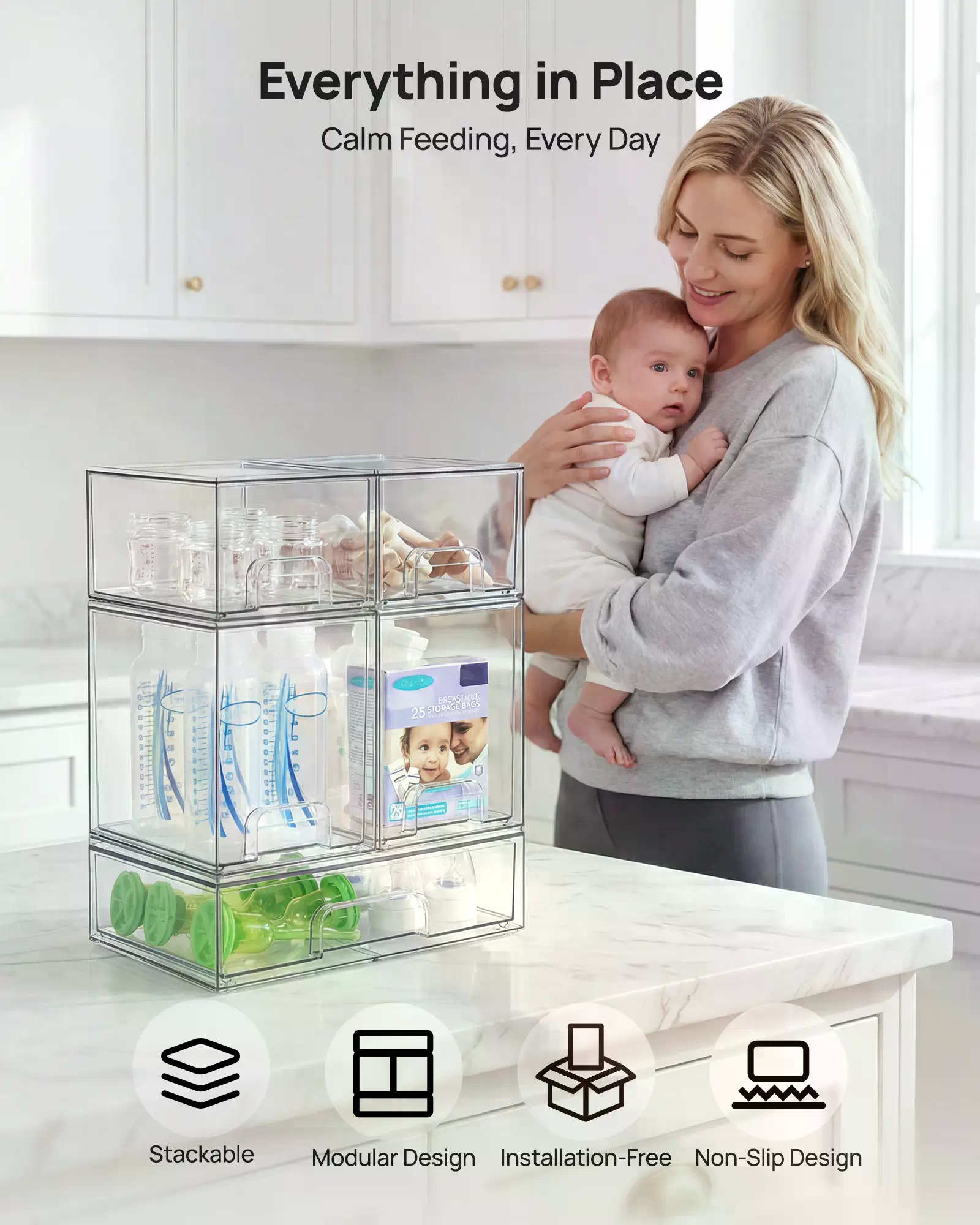 5/8 Pack Stackable Nursery Bot - Home Bathroom Cabinets ulasan dan harga