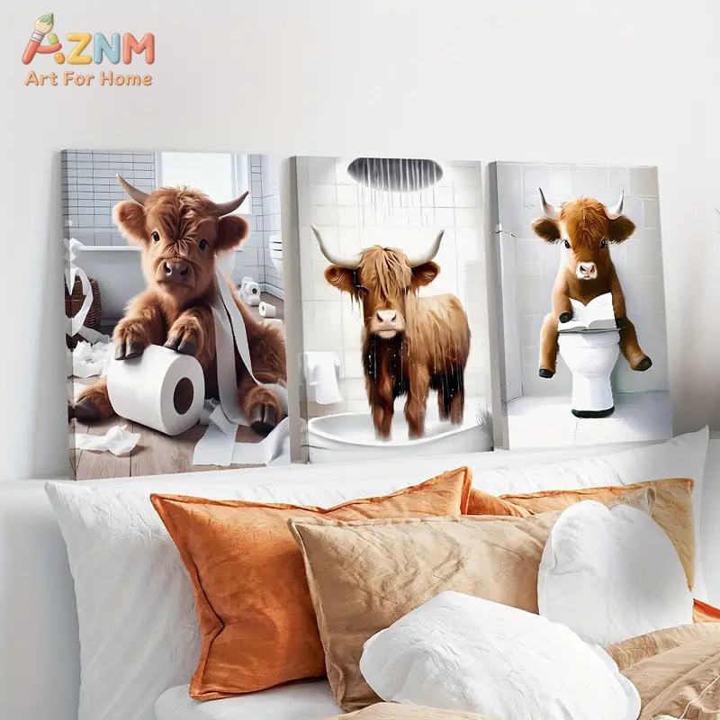 AZNM Funny Highland Cow Bathro - Home Bathroom Scene ulasan dan harga