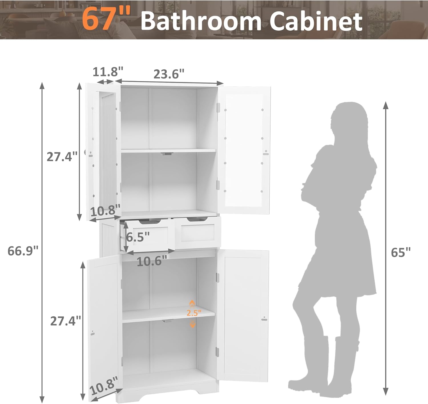 Tall Bathroom Storage Cabinet  - Home Bathroom Cabinets ulasan dan harga