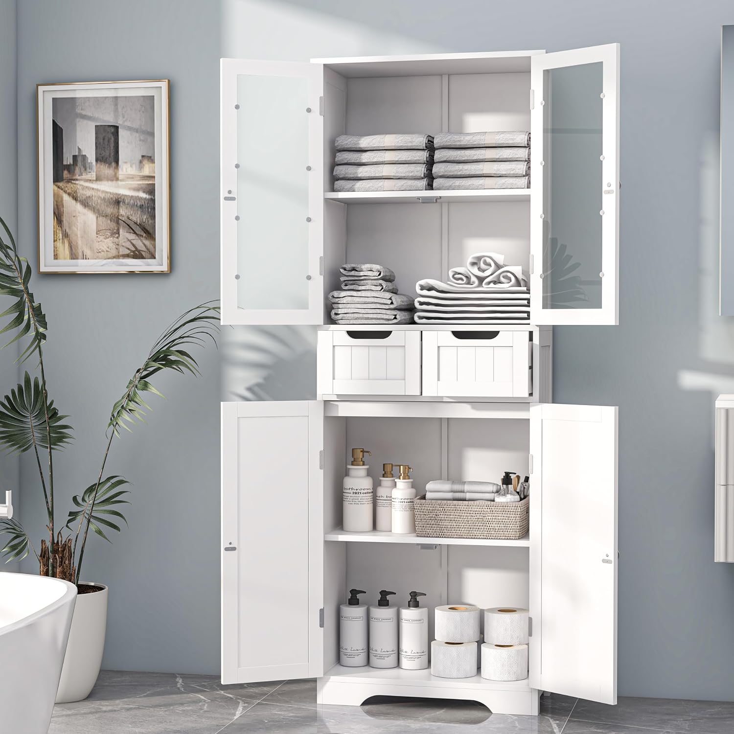 Tall Bathroom Storage Cabinet  - Home Bathroom Cabinets ulasan dan harga