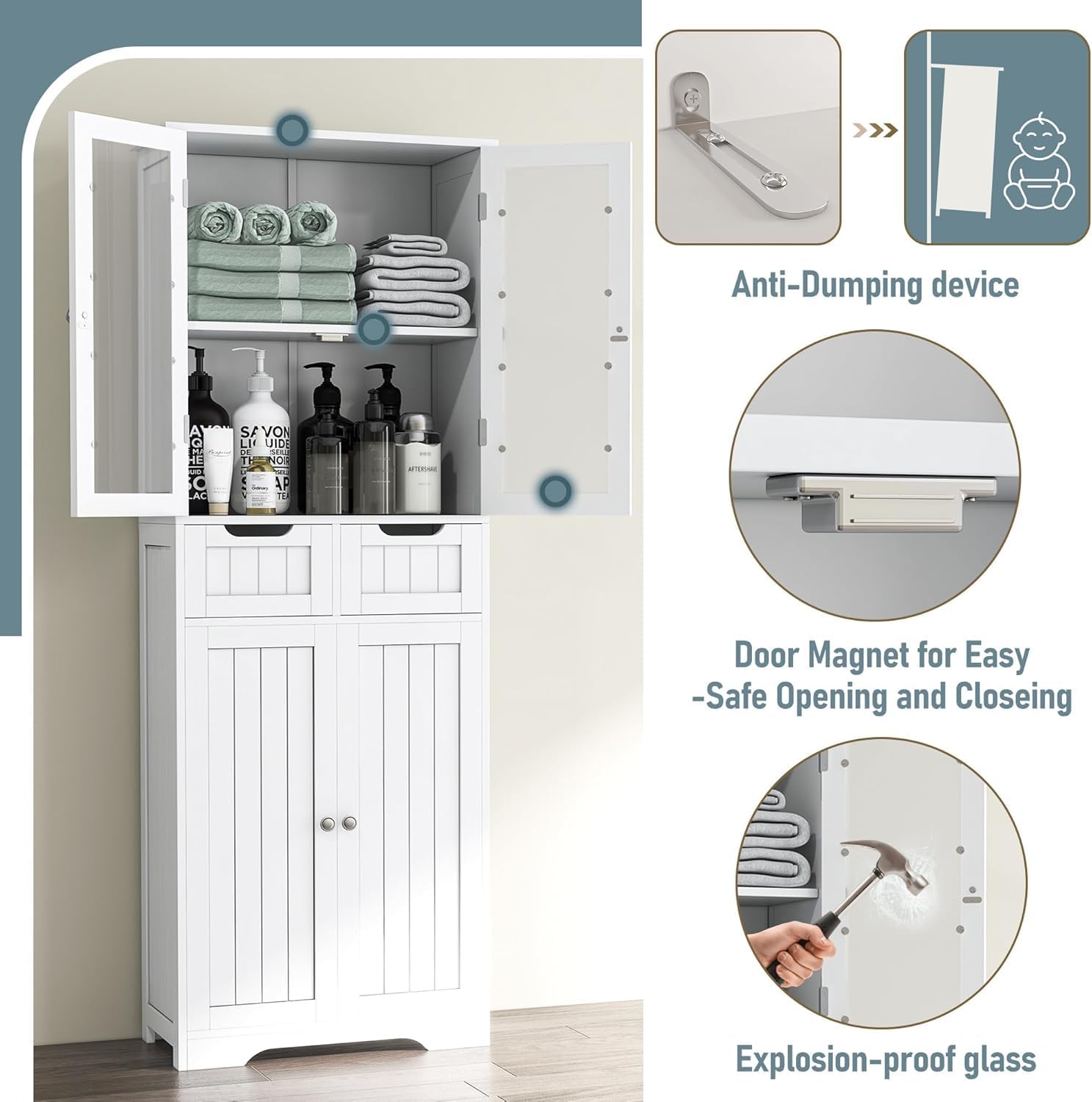 Tall Bathroom Storage Cabinet  - Home Bathroom Cabinets ulasan dan harga